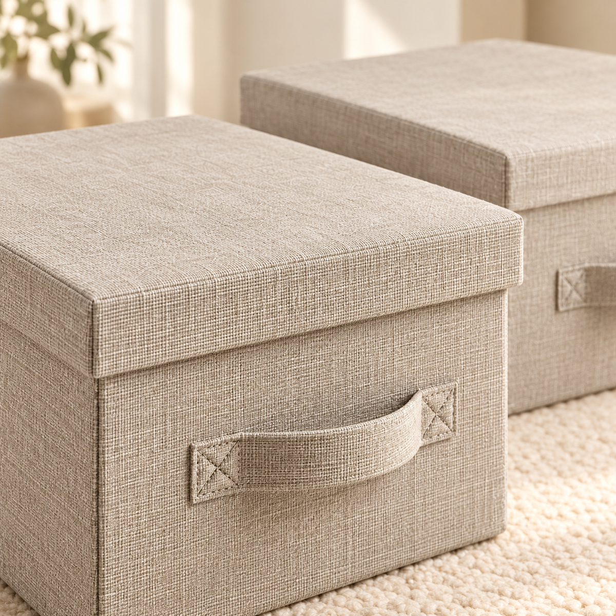 Fabric Storage Boxes with Lids — Set of 2 — construction detail