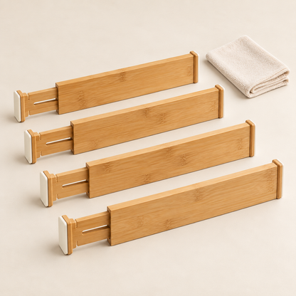Adjustable Bamboo Drawer Dividers — Set of 4 — care and storage