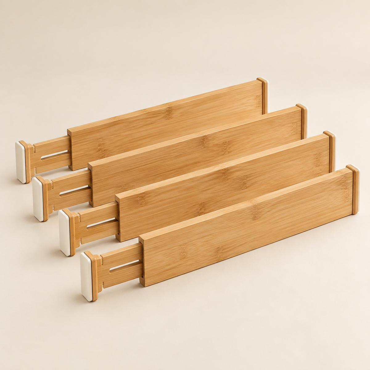 Adjustable Bamboo Drawer Dividers — Set of 4 — main view