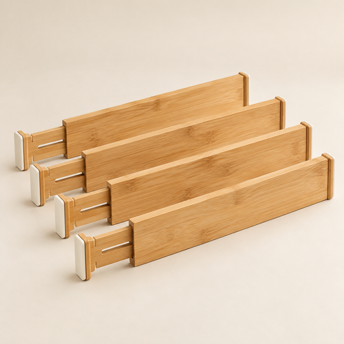 Adjustable Bamboo Drawer Dividers — Set of 4 — main view