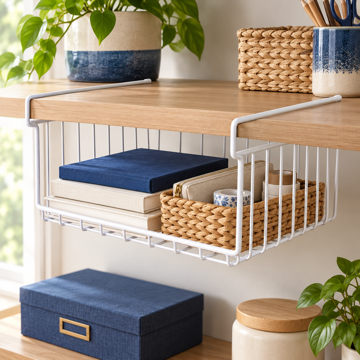 Under-Shelf Storage Basket — everyday setting
