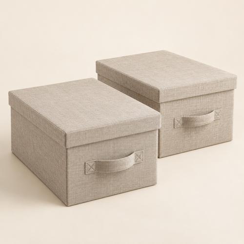 Fabric Storage Boxes with Lids — Set of 2 — main view